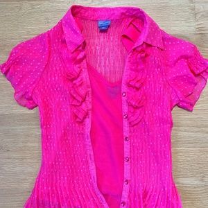 Fitted Stretchy 2 Piece Matching Chiffon Blouse Set